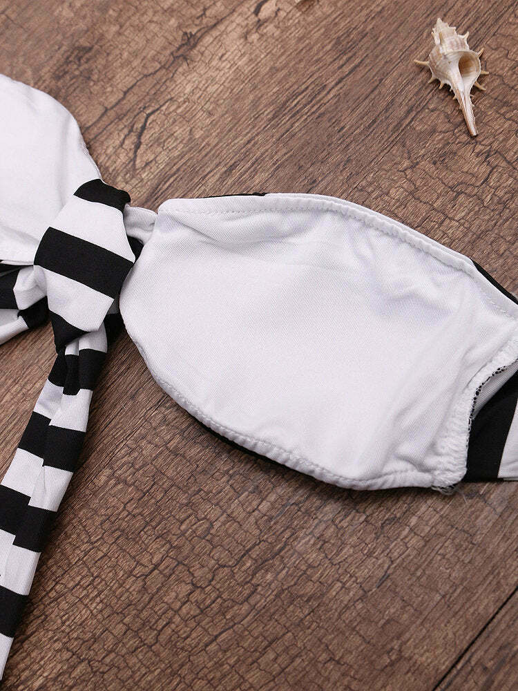 Y2K Retro Striped Halter Bikini Set - Coquette Aesthetic Swimwear for Women