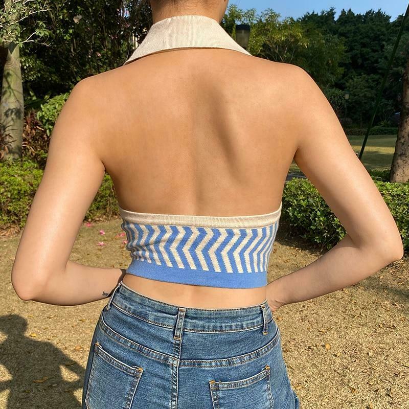 Y2K Retro Striped Sleeveless Top: Coquette Aesthetic, Grunge Style, Past