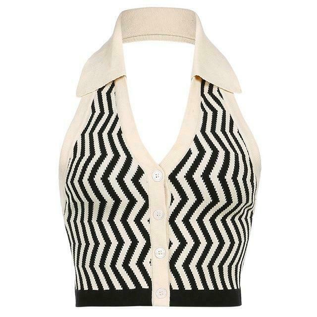 Y2K Retro Striped Sleeveless Top: Coquette Aesthetic, Grunge Style, Past