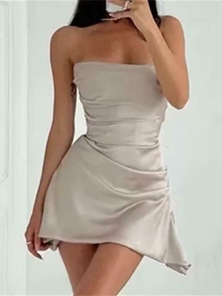 Y2K Satin Mini Dress: Coquette Aesthetic, Grunge Style - Cute Tops,