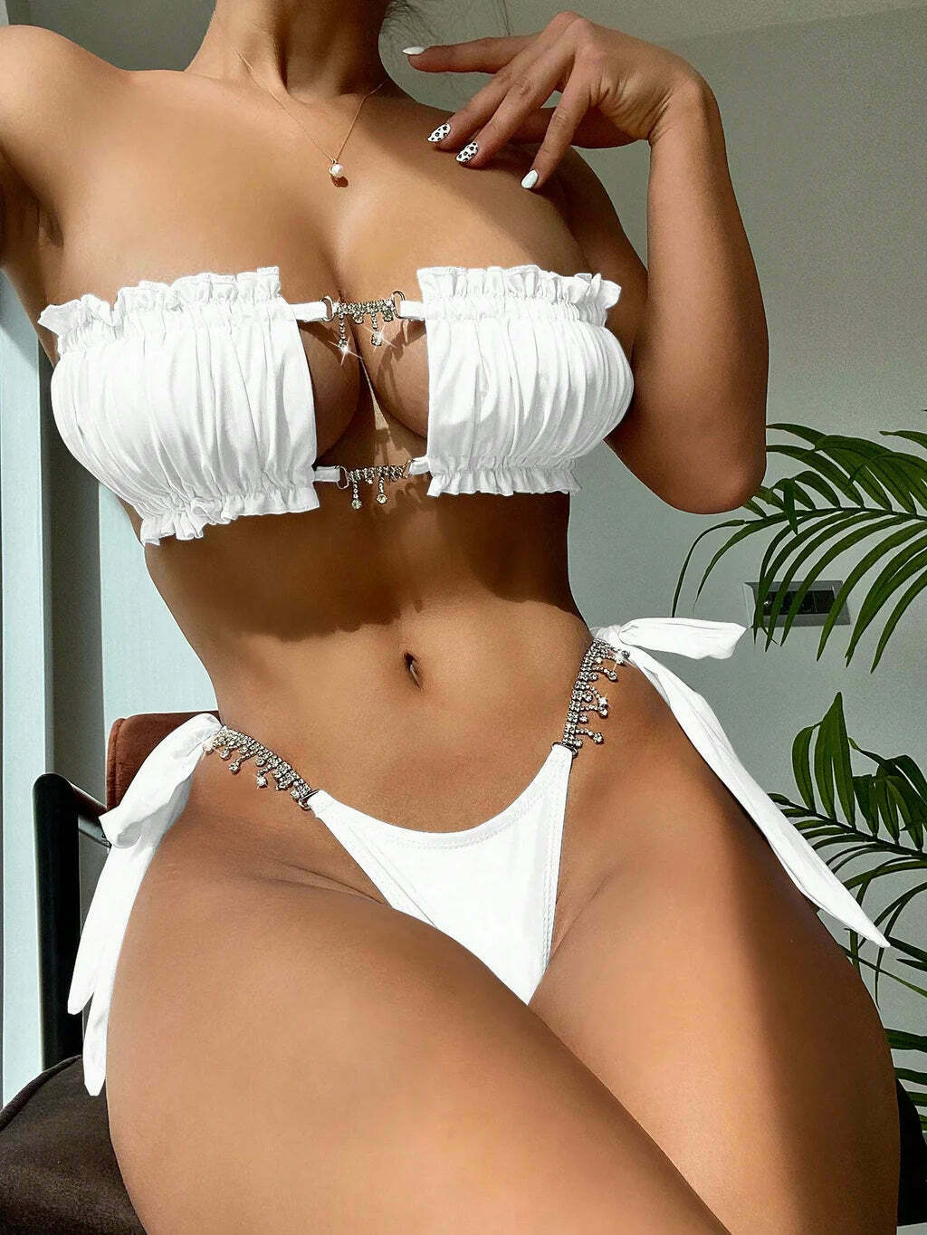Y2K Split Diamond Swimsuit Bikini: Coquette Aesthetic, Grunge Style, Cute Tops
