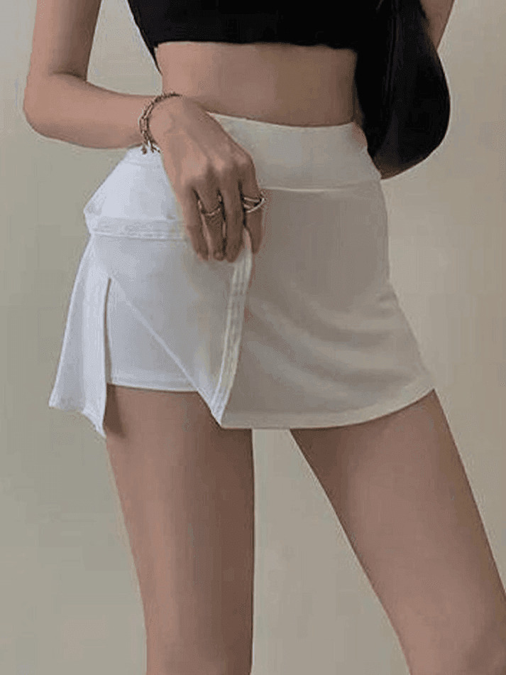 Y2K Split Tennis Mini Skirt - Coquette Grunge Style - Pastel Goth Cargo -