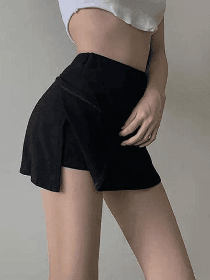 Y2K Split Tennis Mini Skirt - Coquette Grunge Style - Pastel Goth Cargo -
