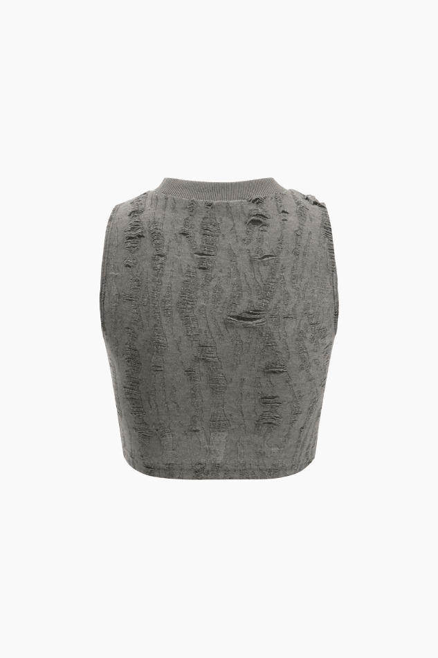 Y2K Star Decor Destroyed Tank Top - Coquette Aesthetic Grunge Style Cute Tops Pastel Goth Fashion