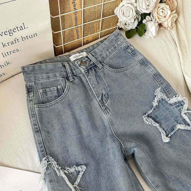 Y2K Star Denim: Luminary Ribbed Cargo Skirt with Coquette Aesthetic and Grunge Style