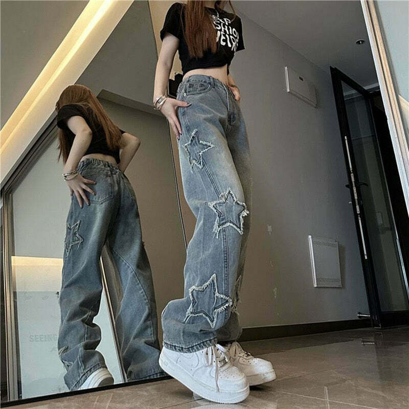 Y2K Star Denim: Luminary Ribbed Cargo Skirt with Coquette Aesthetic and Grunge Style