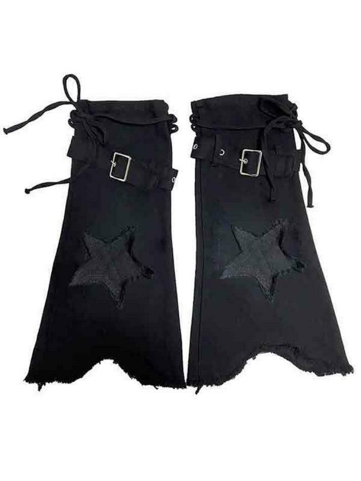 Y2K Star Embroidery Lace Up Flare Leg Warmer for Niche Women Fashion