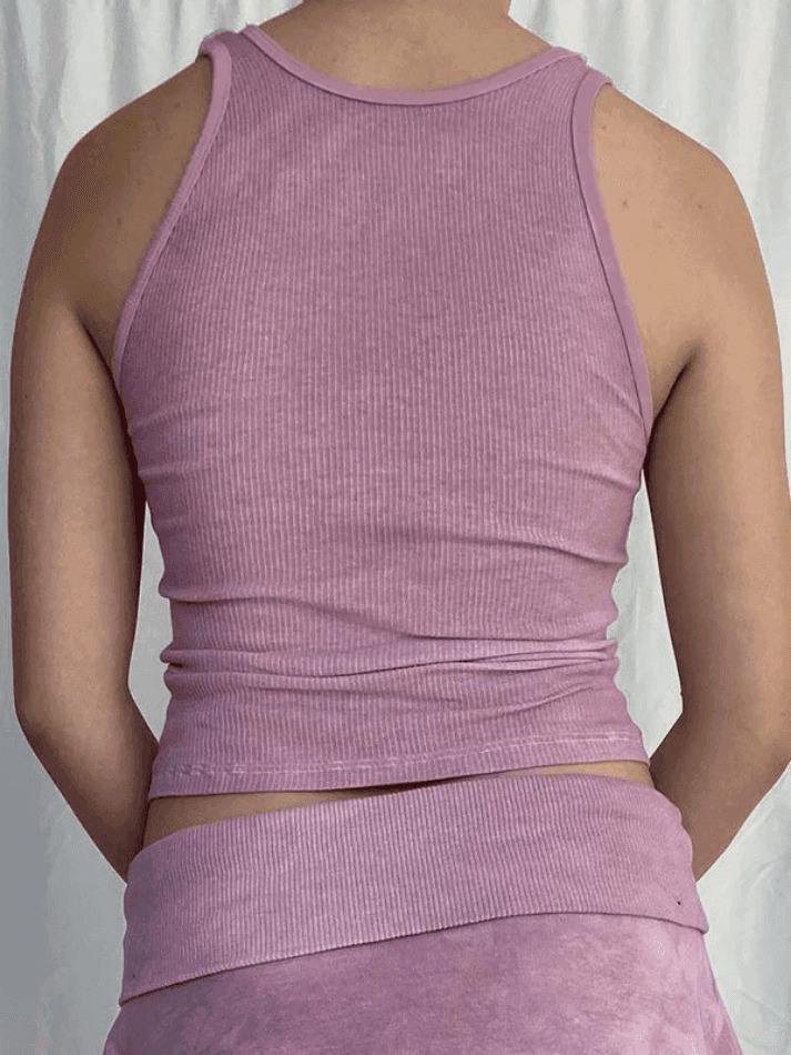Y2K Star Patch Crop Ribbed Tank Top - Coquette Aesthetic Grunge Style Cute Tops & Cargo Skirt