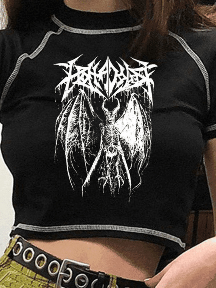 Y2K Stitched Detail Crop Top: Coquette Grunge Aesthetic - Women's Fashion