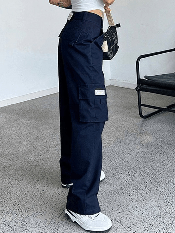 Y2K Straight Leg Pants with Fold Over Waist - Coquette Aesthetic Cargo Skirt for Women