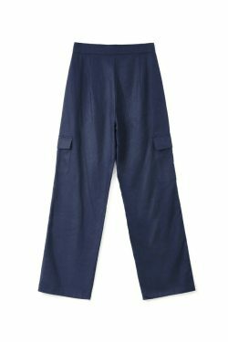 Y2K Straight Leg Pants with Fold Over Waist - Coquette Aesthetic Cargo Skirt for Women