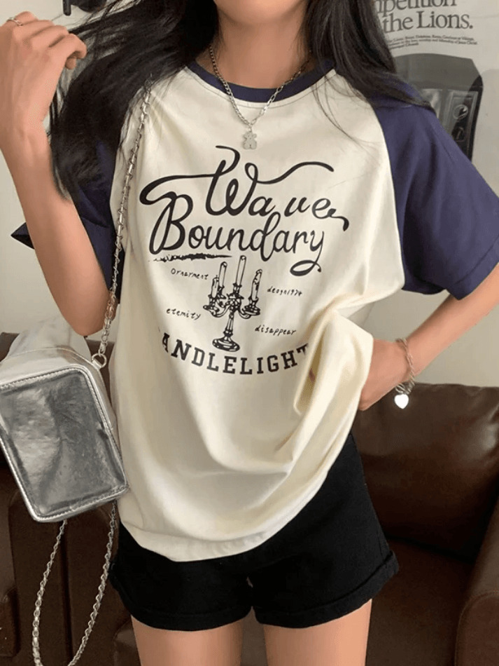 Y2K Street Raglan Oversized Tee - Coquette Aesthetic, Grunge Style, Cute Tops