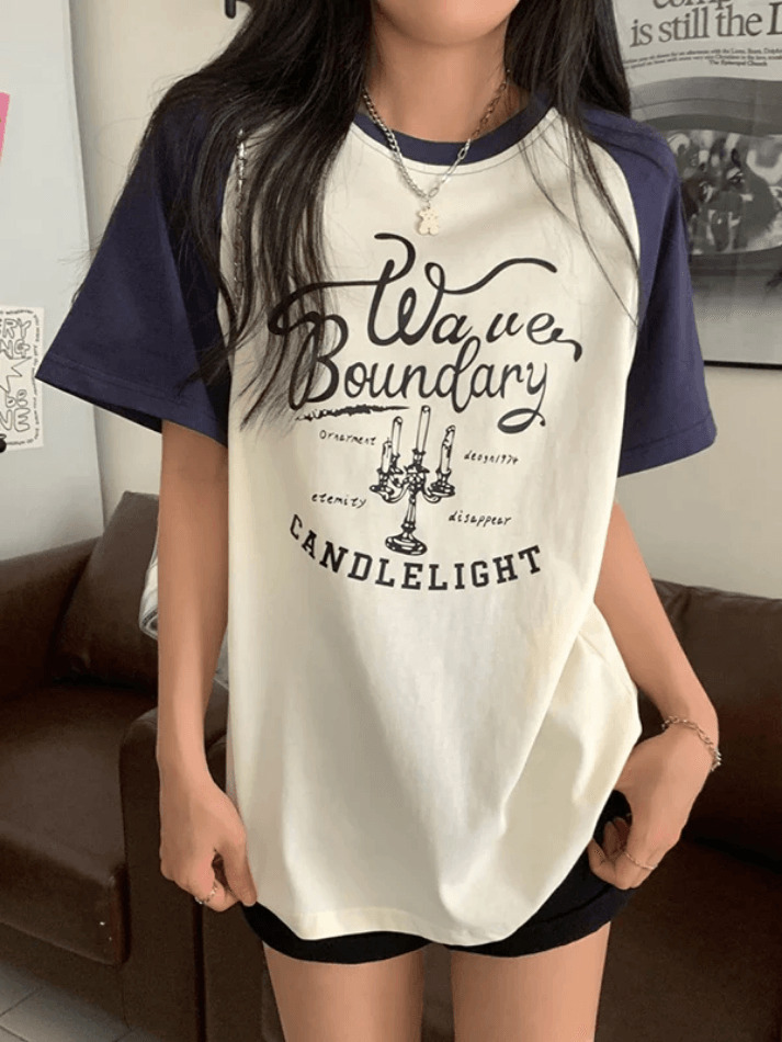 Y2K Street Raglan Oversized Tee - Coquette Aesthetic, Grunge Style, Cute Tops