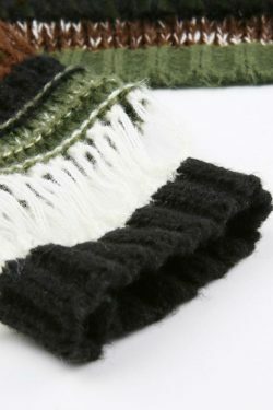 Y2K Stripe Cutout Crochet Top: Coquette Aesthetic Grunge Style, Cute Pastel Goth Fashion