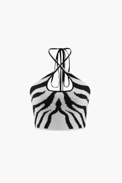 Y2K Stripe Halter Neck Knit Cami Top: Coquette Aesthetic, Grunge Style, Cute Tops