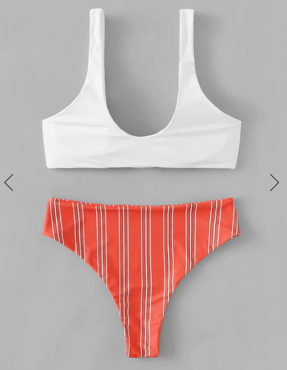 Y2K Striped Bikini Set with Front Knot - Coquette Aesthetic Swimwear