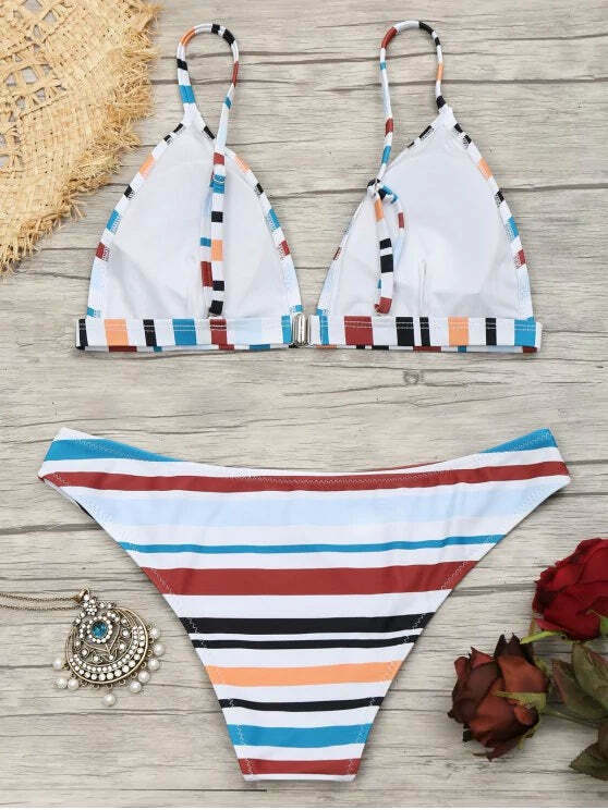 Y2K Striped Cami Swimsuit: Coquette Aesthetic, Grunge Style, Cute Tops, Pastel Goth
