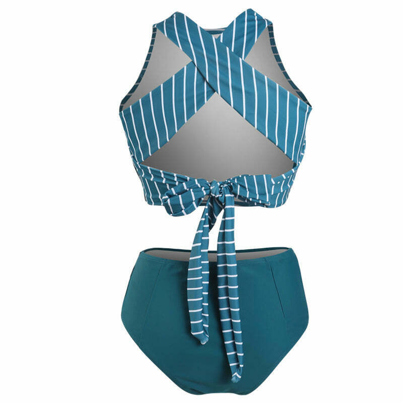 Y2K Striped High Waisted Bikini Set - Coquette Aesthetic Swimwear for Women