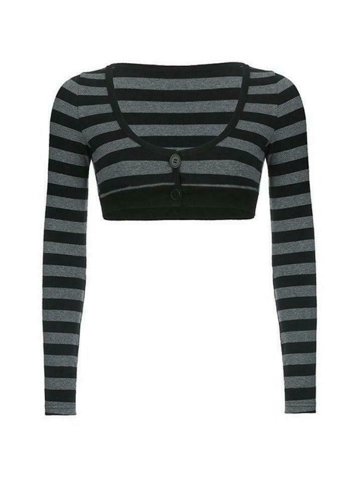 Y2K Striped Knit Top: Coquette Grunge Style, Cute Crop, Pastel Goth, Cargo Skirt, Old Money, Pre
