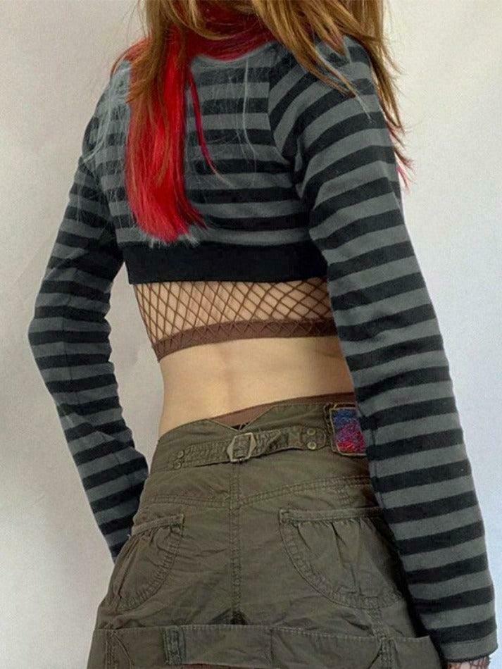 Y2K Striped Knit Top: Coquette Grunge Style, Cute Crop, Pastel Goth, Cargo Skirt, Old Money, Pre