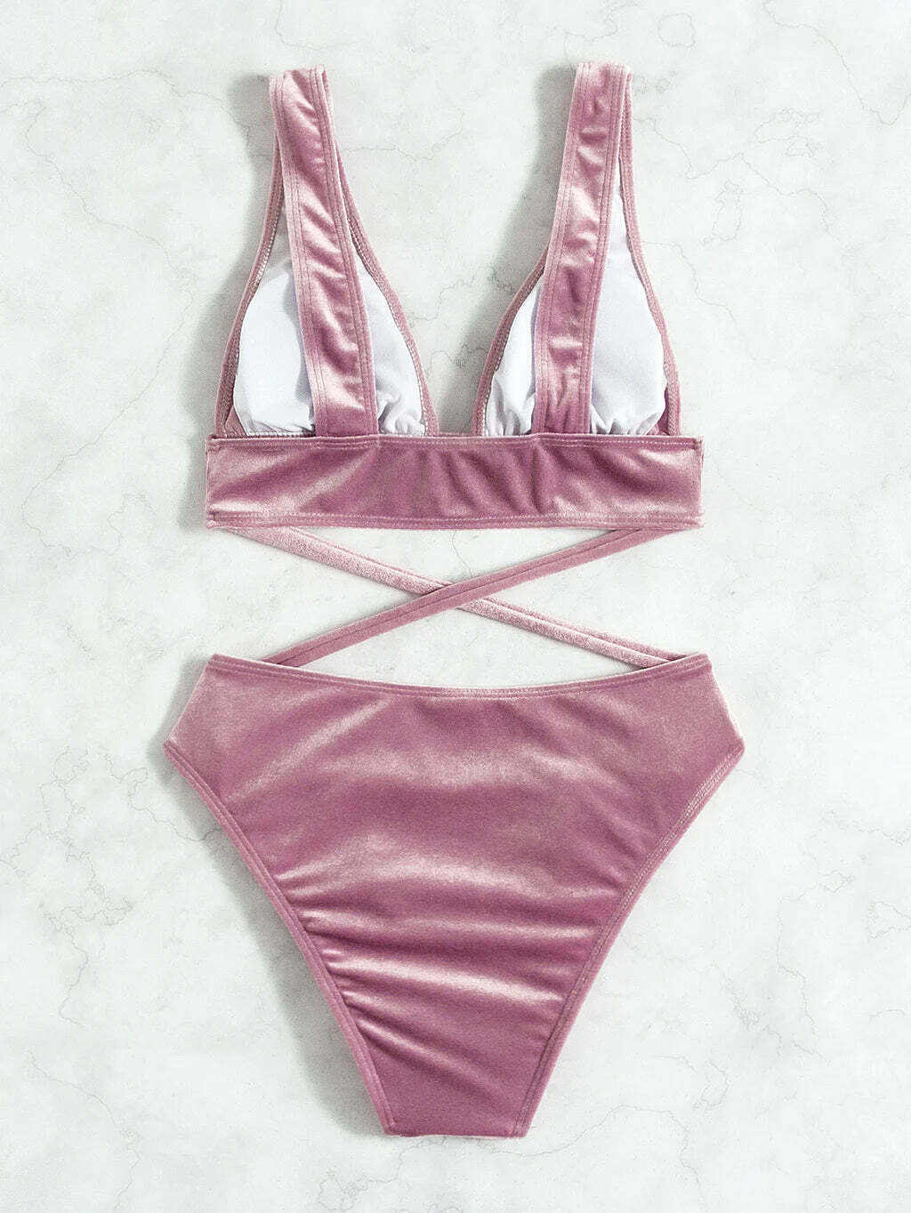 Y2K Style Deep V-Neck Bikini - Coquette Grunge Fashion - Pastel Goth - Cottagecore