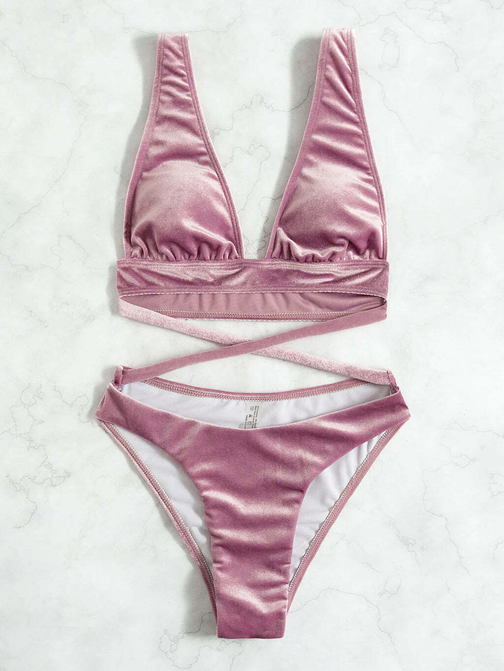 Y2K Style Deep V-Neck Bikini - Coquette Grunge Fashion - Pastel Goth - Cottagecore