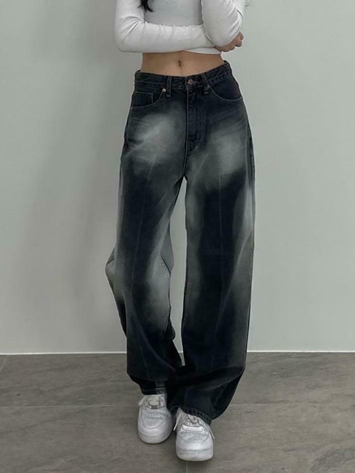 Y2K Style Low Rise Washed Loose-Fit Baggy Jeans - Vintage Aesthetic Denim for Women