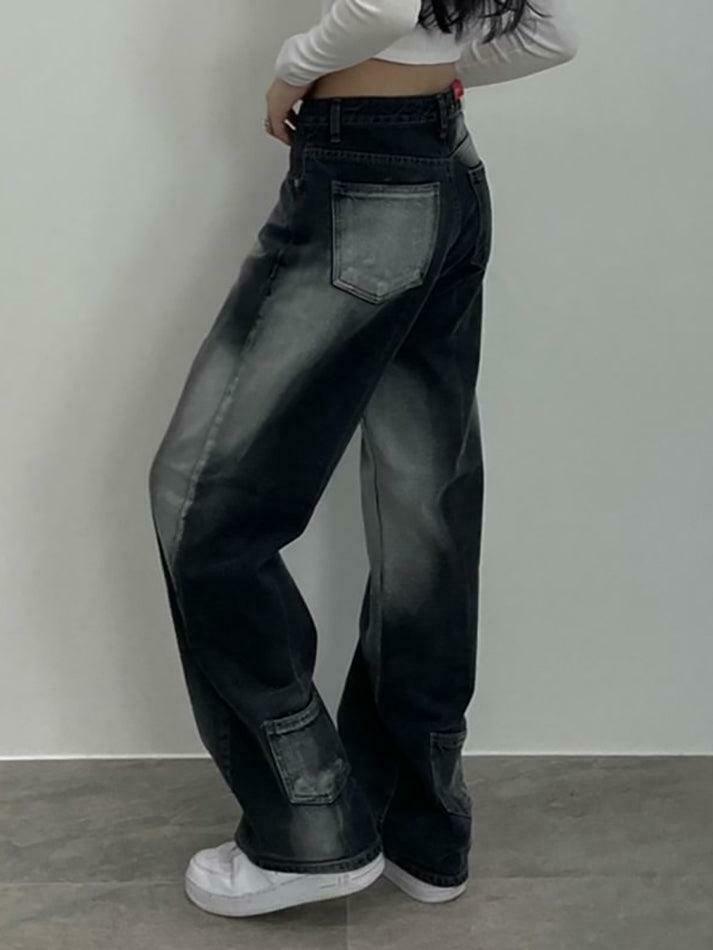 Y2K Style Low Rise Washed Loose-Fit Baggy Jeans - Vintage Aesthetic Denim for Women