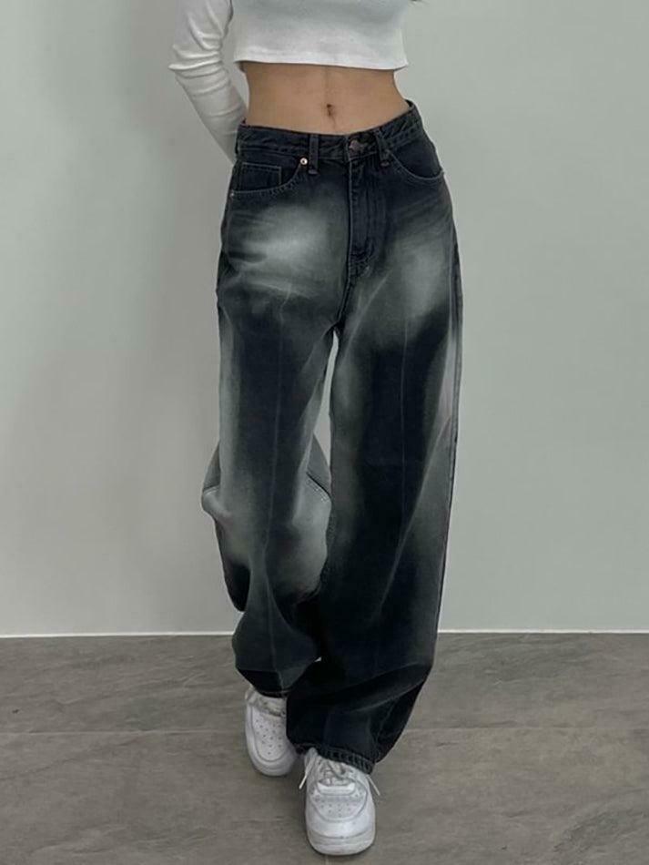 Y2K Style Low Rise Washed Loose-Fit Baggy Jeans - Vintage Aesthetic Denim for Women
