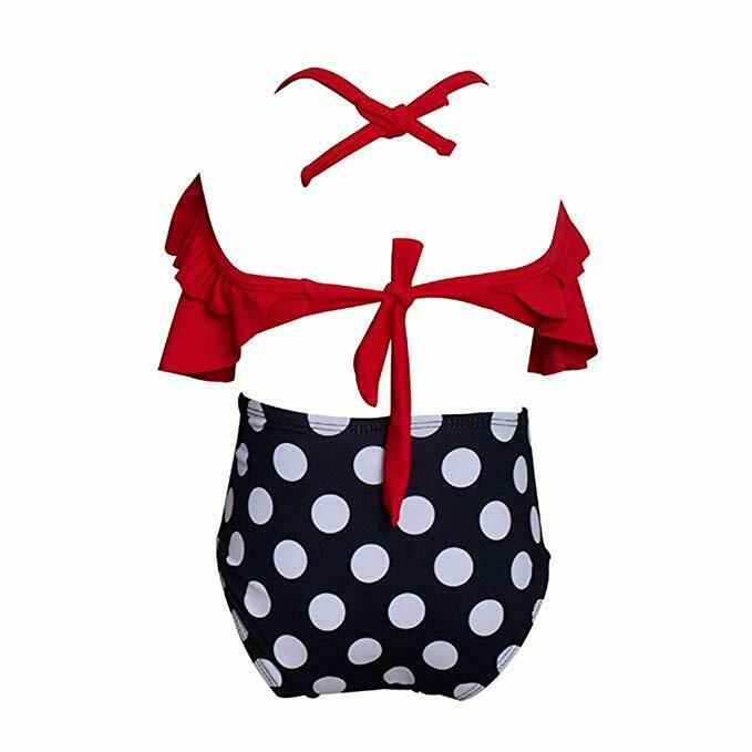 Y2K Style Off-Shoulder Ruffled Crop Bikini Set for Mom and Daughter