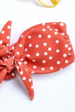 Y2K Style Polka Dot Tie Bikini Swimsuit with Front Bow Detail