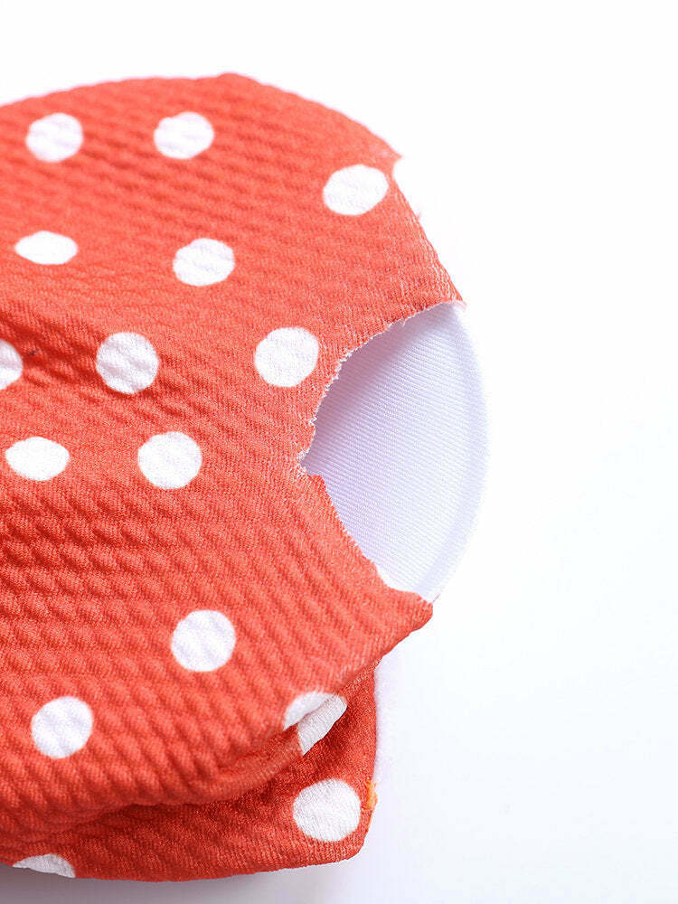 Y2K Style Polka Dot Tie Bikini Swimsuit with Front Bow Detail