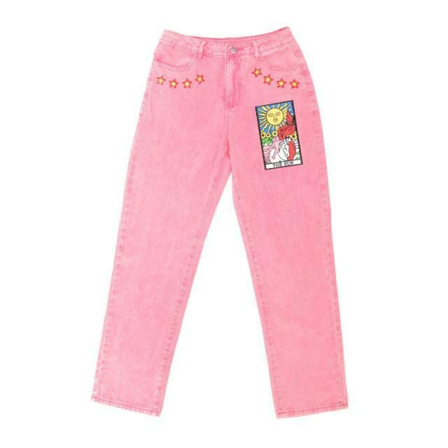Y2K Sun Tarot Jeans: Coquette Aesthetic Cargo Skirt in Grunge Style with Pastel Goth Vibes