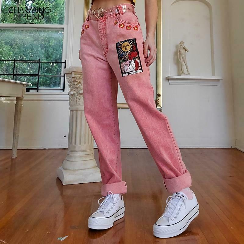 Y2K Sun Tarot Jeans: Coquette Aesthetic Cargo Skirt in Grunge Style with Pastel Goth Vibes