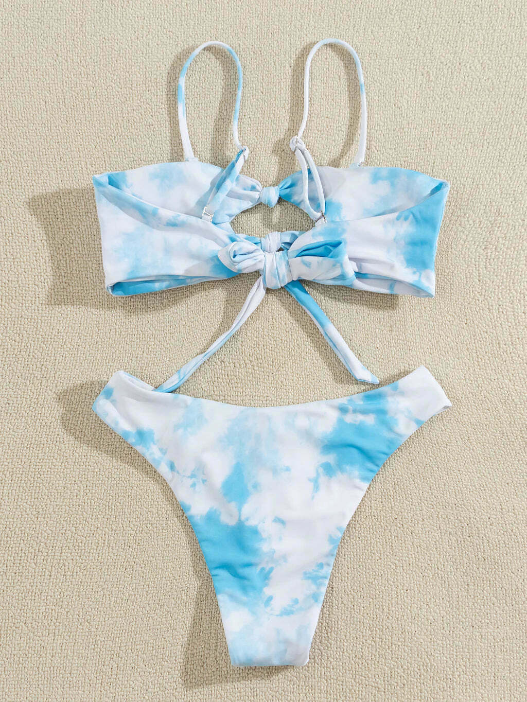 Y2K Tie-Dyed Split Bikini: Coquette Aesthetic Grunge Style for Women