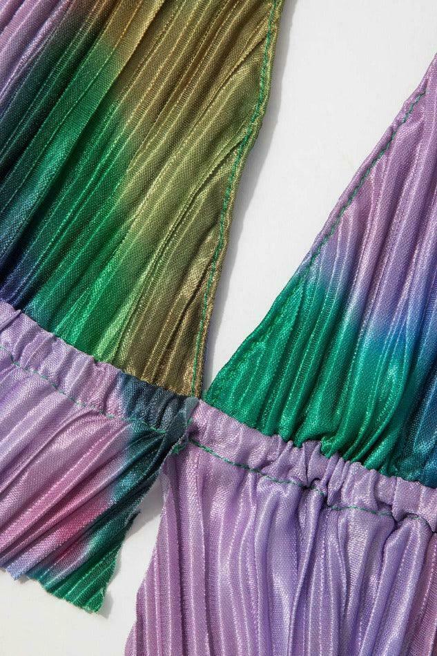 Y2K Tie Dye Plisse Halter Top & Pants Set - Coquette Aesthetic Outfit for Women