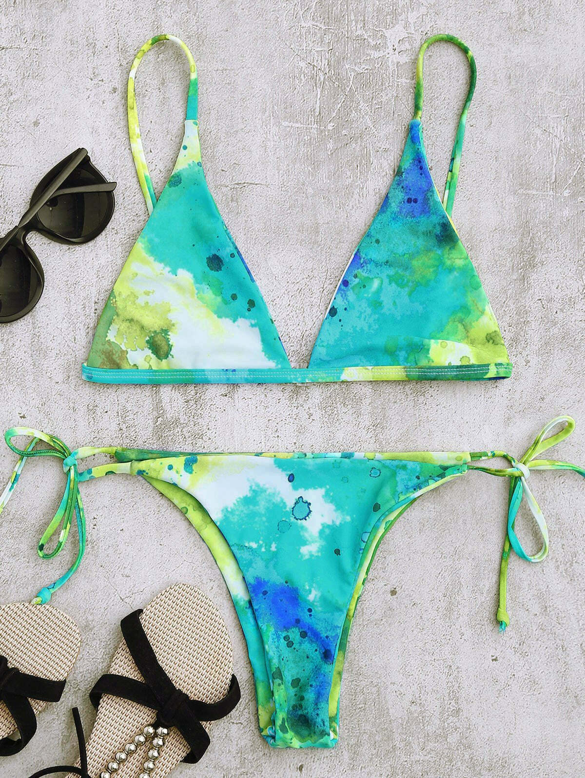 Y2K Tie Dye String Bikini Set for Niche Women Fashion