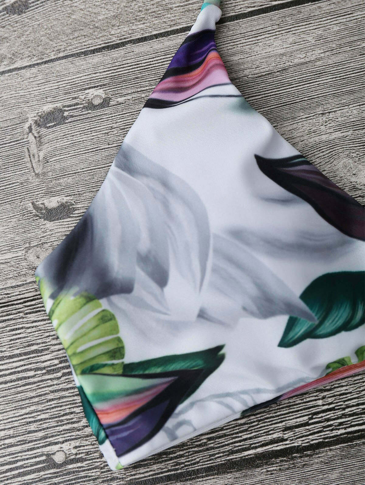 Y2K Tropical Leaf Print Halter Bikini for Women - Coquette Aesthetic Swimwear