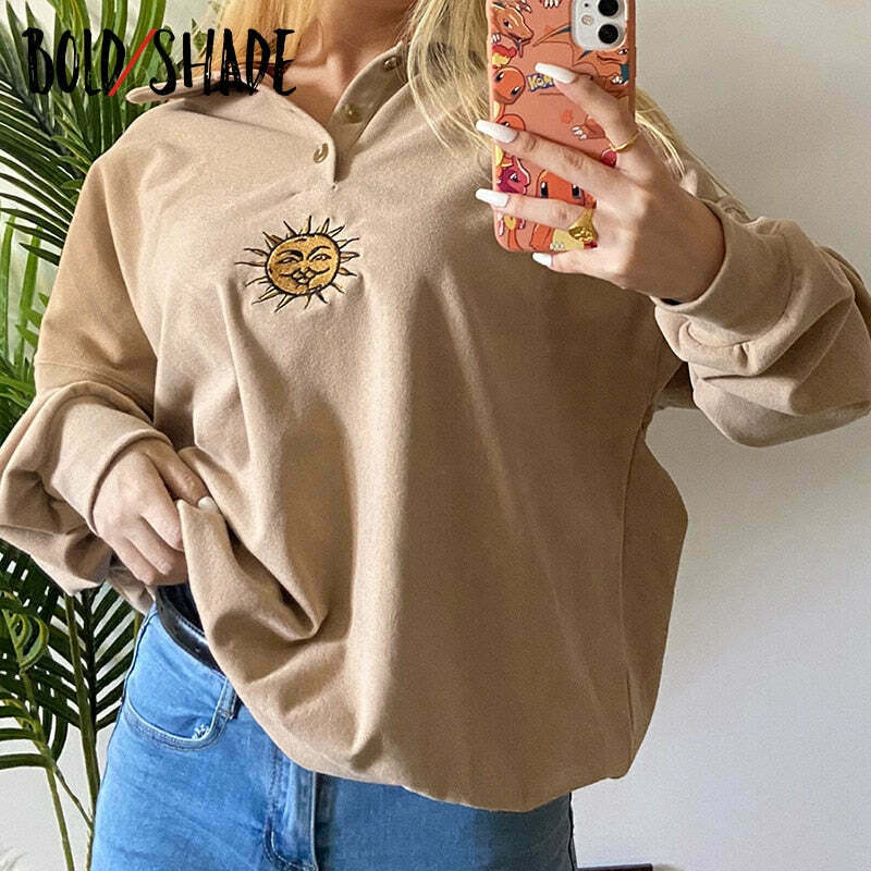 Y2K Vintage Aesthetic Sweatshirt - Coquette Grunge Style - Cute Tops & Cargo Skirt