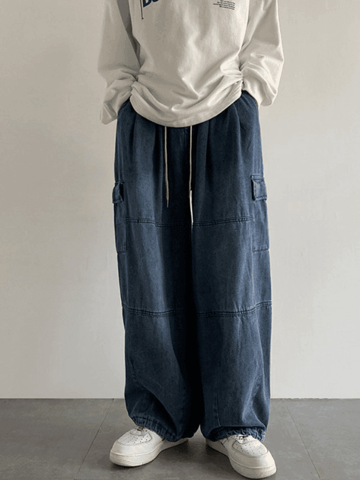 Y2K Vintage Cargo Jeans: Grunge Aesthetic with Coquette Style, Pastel Goth Vib