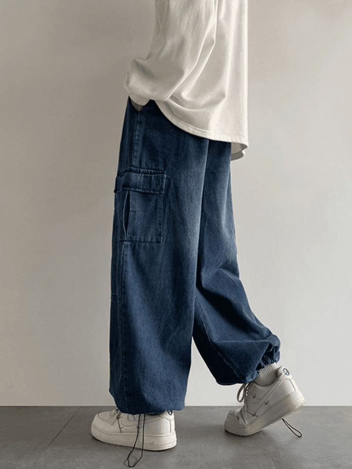 Y2K Vintage Cargo Jeans: Grunge Aesthetic with Coquette Style, Pastel Goth Vib