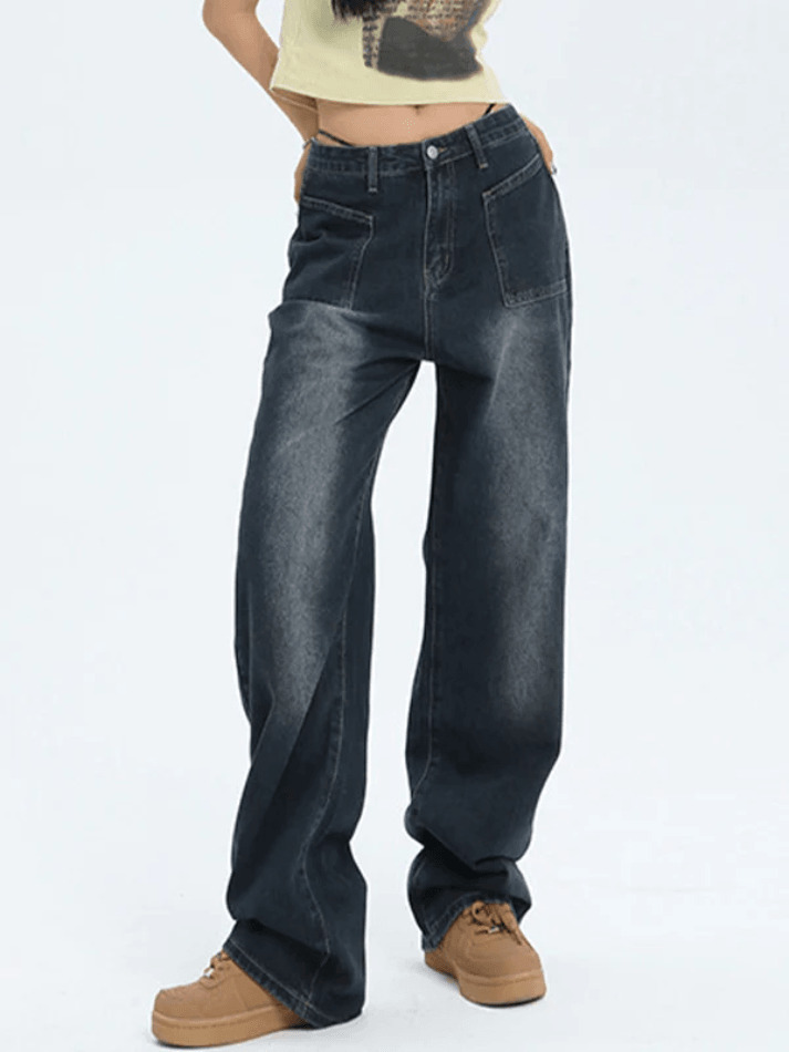Y2K Vintage Gradient Wash Jeans - Coquette Aesthetic Street Fashion for Women