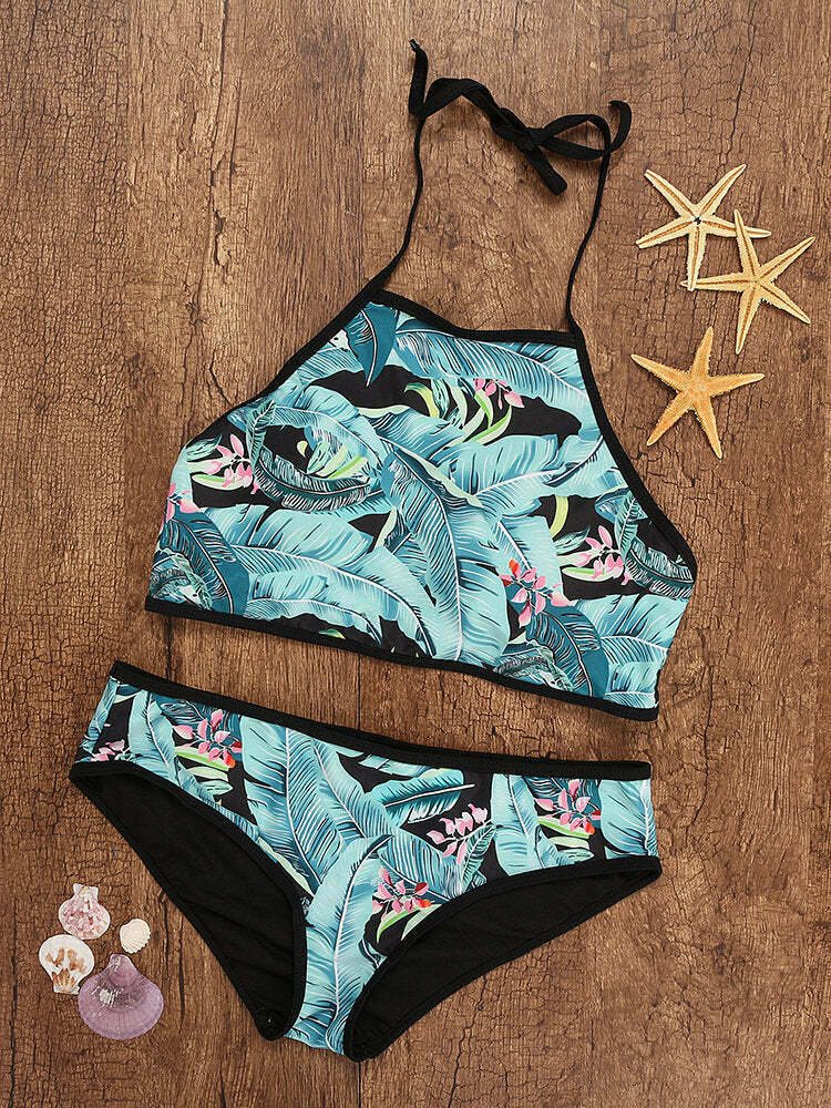 Y2K Vintage Tankinis: Backless Halter Swimwear - Coquette Aesthetic, Grunge Style, Cute Tops