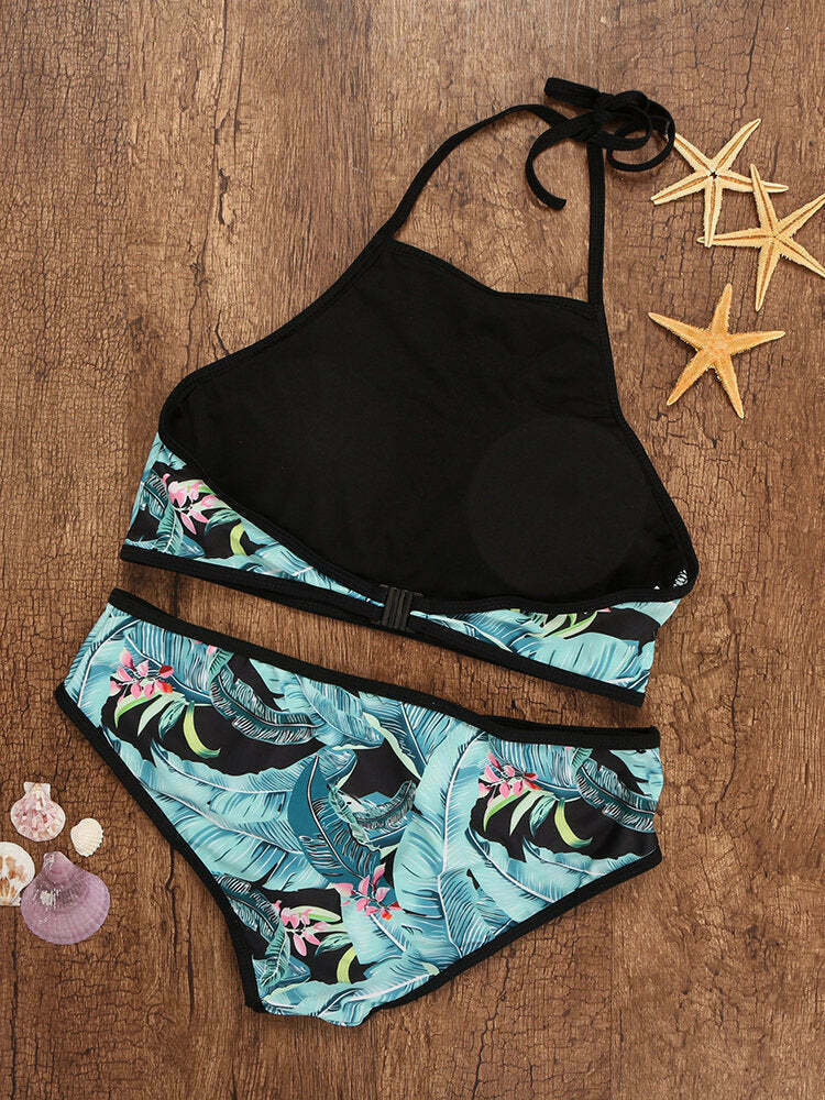 Y2K Vintage Tankinis: Backless Halter Swimwear - Coquette Aesthetic, Grunge Style, Cute Tops