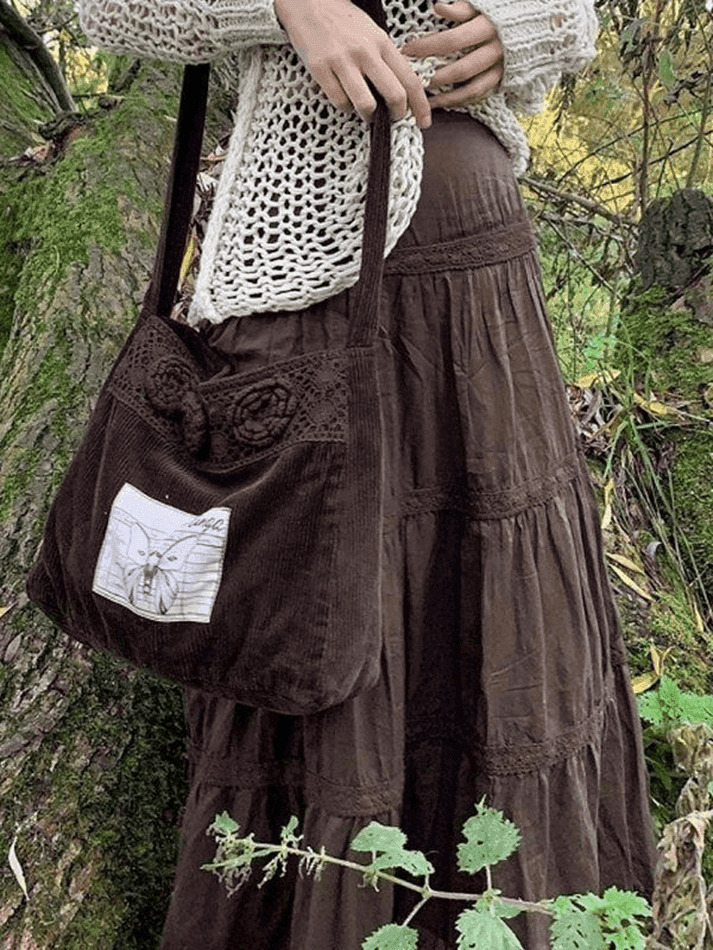 Y2K Vintage Tiered Midi Skirt: Coquette Aesthetic with Grunge & Pastel Goth Vibes