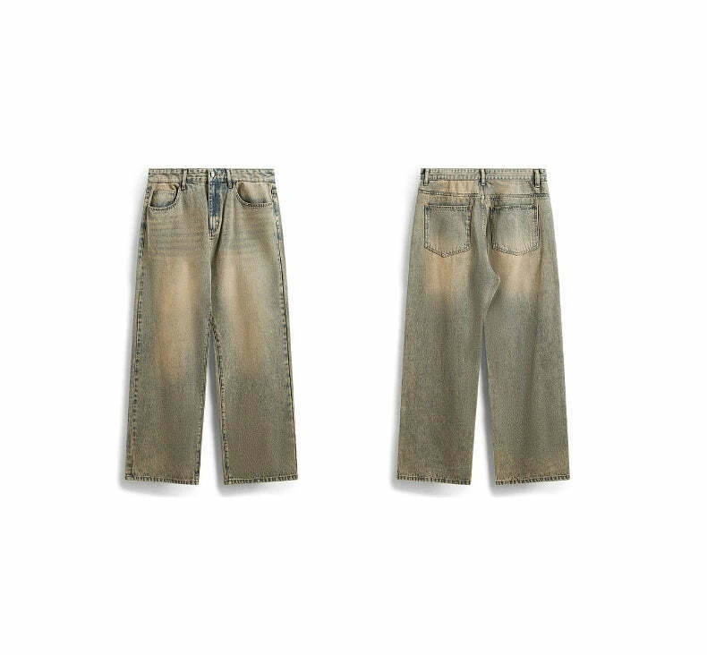 Y2K Vintage Wash Loose Fit Jeans - Coquette Aesthetic Grunge Style Cargo Skirt Women's Fashion