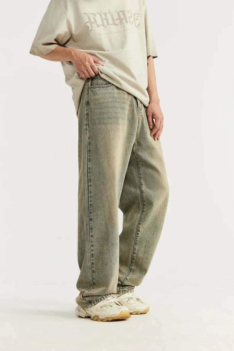 Y2K Vintage Wash Loose Fit Jeans - Coquette Aesthetic Grunge Style Cargo Skirt Women's Fashion