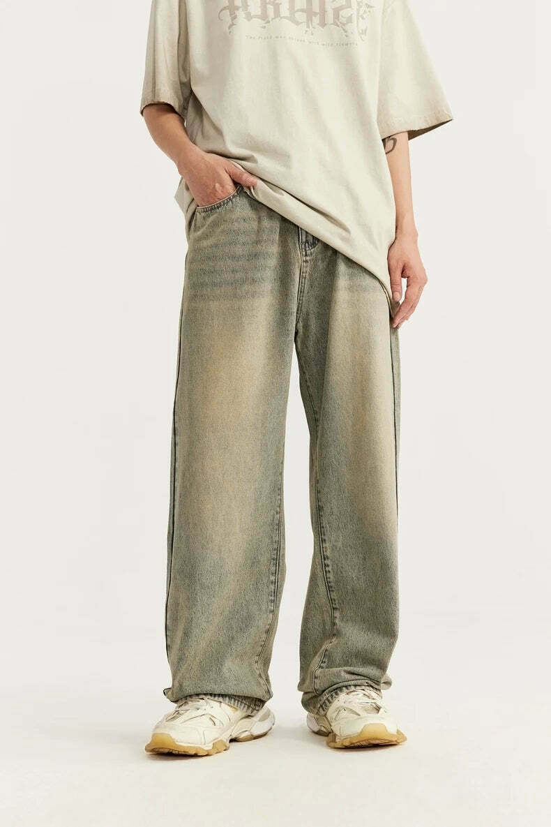 Y2K Vintage Wash Loose Fit Jeans - Coquette Aesthetic Grunge Style Cargo Skirt Women's Fashion