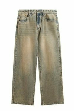 Y2K Vintage Wash Loose Fit Jeans - Coquette Aesthetic Grunge Style Cargo Skirt Women's Fashion