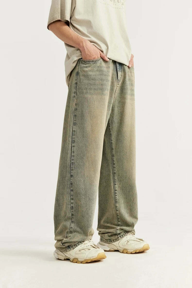 Y2K Vintage Wash Loose Fit Jeans - Coquette Aesthetic Grunge Style Cargo Skirt Women's Fashion